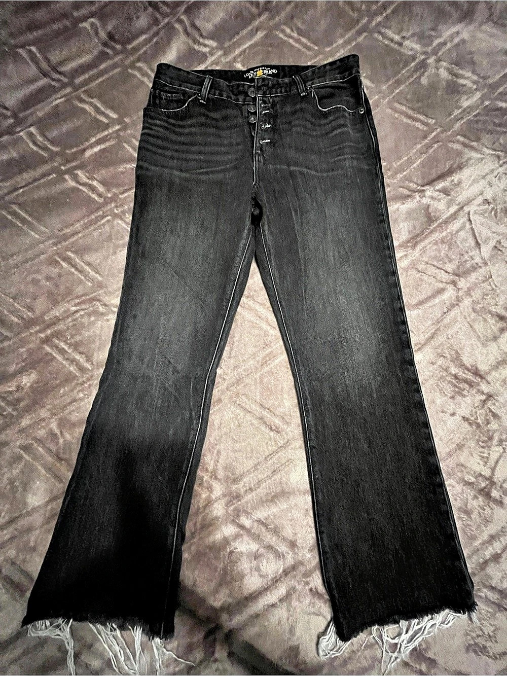 Lucky Brand Bridgette Cropped Flare Cropped Flare Jeans Black Waist 27
